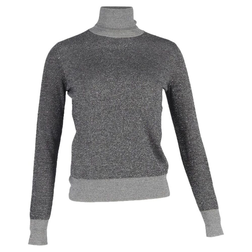 Joseph Metallic Roll-neck Sweater In Grey Wool